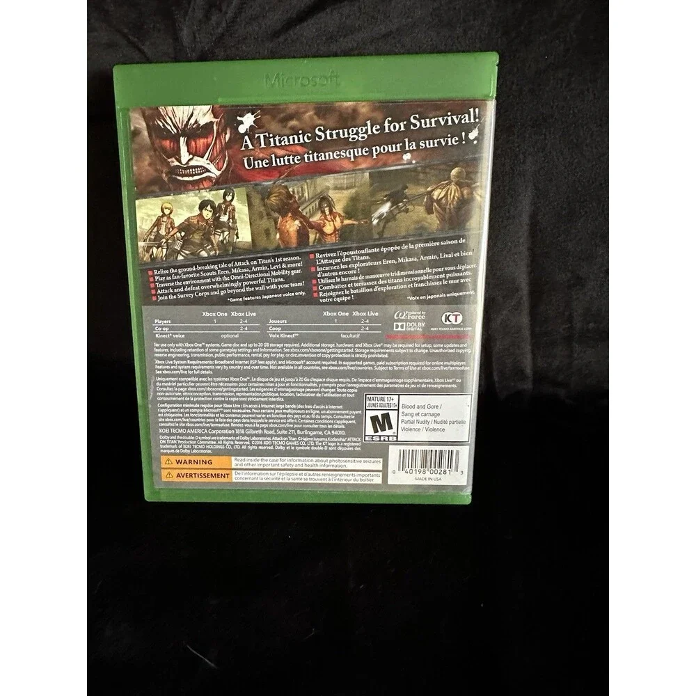 Attack on Titan (Microsoft Xbox One, 2016)